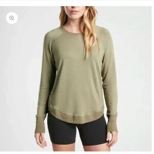 Athleta Mindset Long Sleeve Crewneck Pullover Small - Olive Green